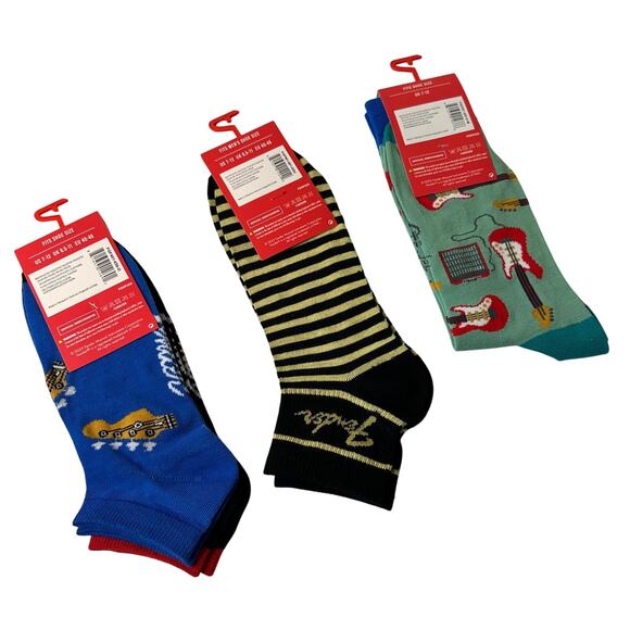Fender Guitar Socks Bundle 4 Pairs Music Crew &‎ Ankle Socks - New NWT - Picture 2 of 2